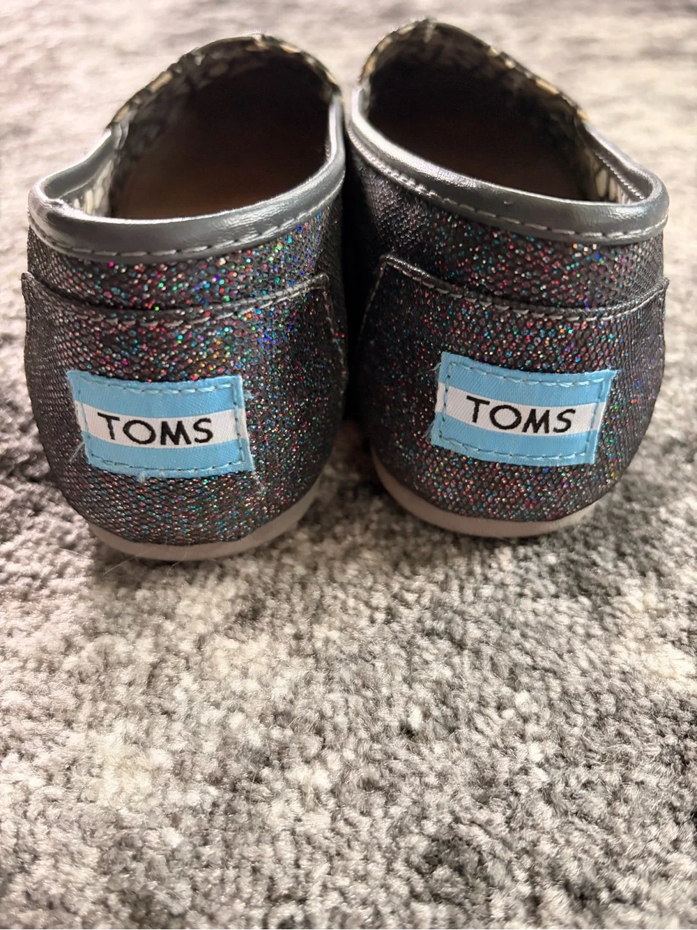 TOMS Women's Multicolor Black Glitter Slip Ons